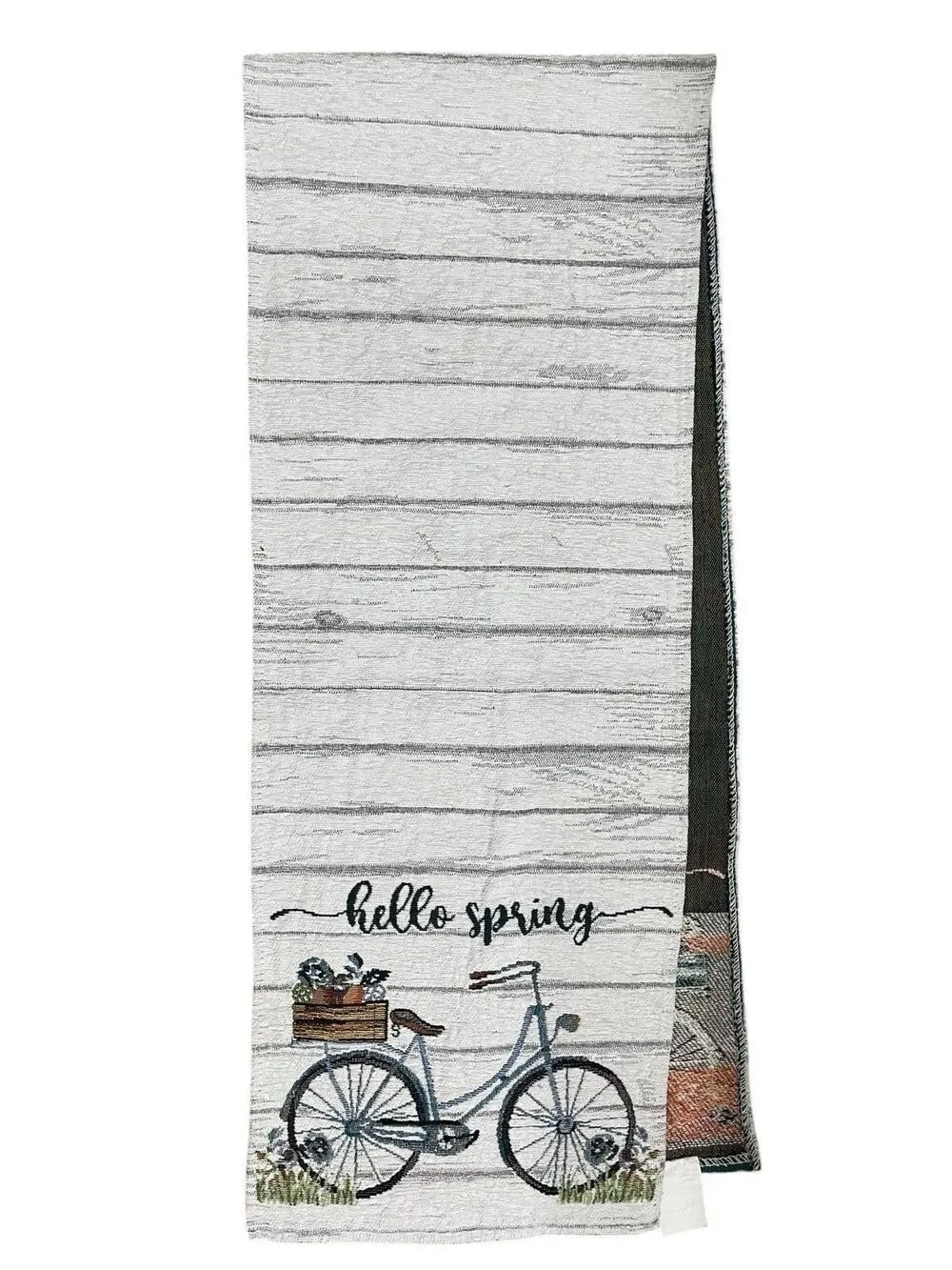 Hello Spring Bicycle Table Runner Farmhouse Floral Table Decor
